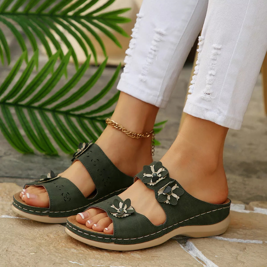 Floral Embellished Open Toe Sandals Apparel and Accessories