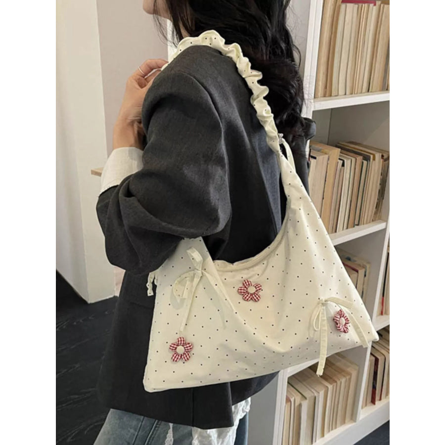 Floral Embellished Shoulder Bag Cream / onesize Apparel and Accessories