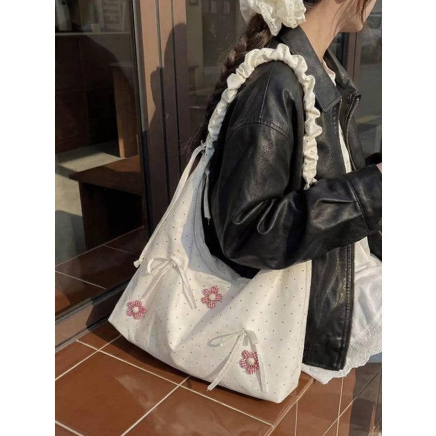 Floral Embellished Shoulder Bag Cream / onesize Apparel and Accessories