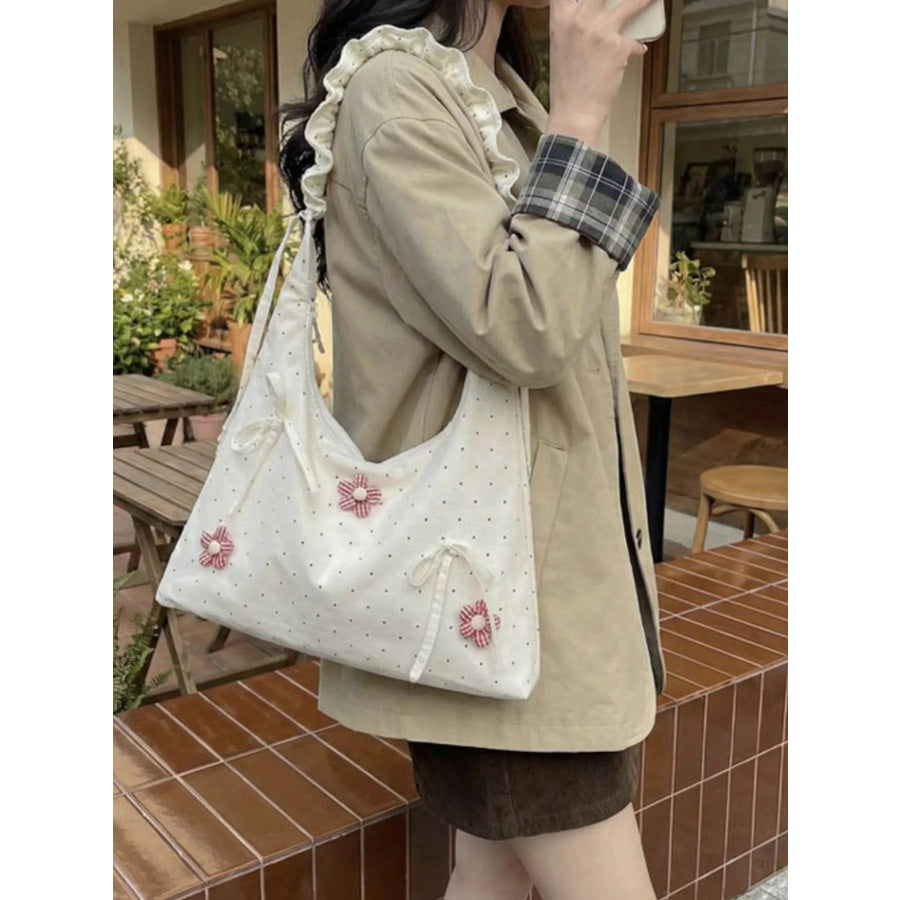 Floral Embellished Shoulder Bag Cream / onesize Apparel and Accessories