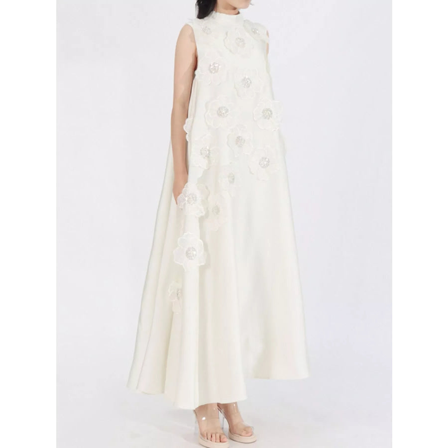 Floral Embellished Sleeveless Maxi Dress Apparel and Accessories