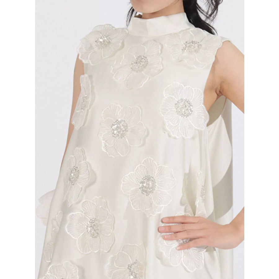 Floral Embellished Sleeveless Maxi Dress Apparel and Accessories