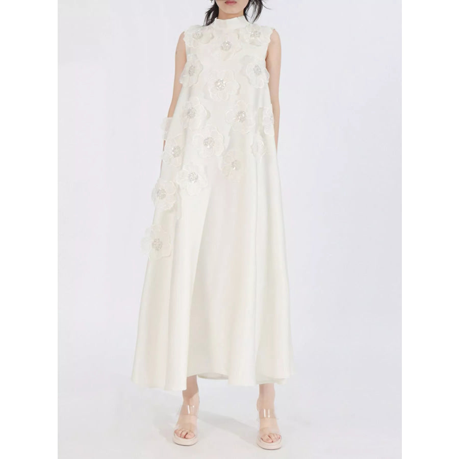Floral Embellished Sleeveless Maxi Dress Apparel and Accessories