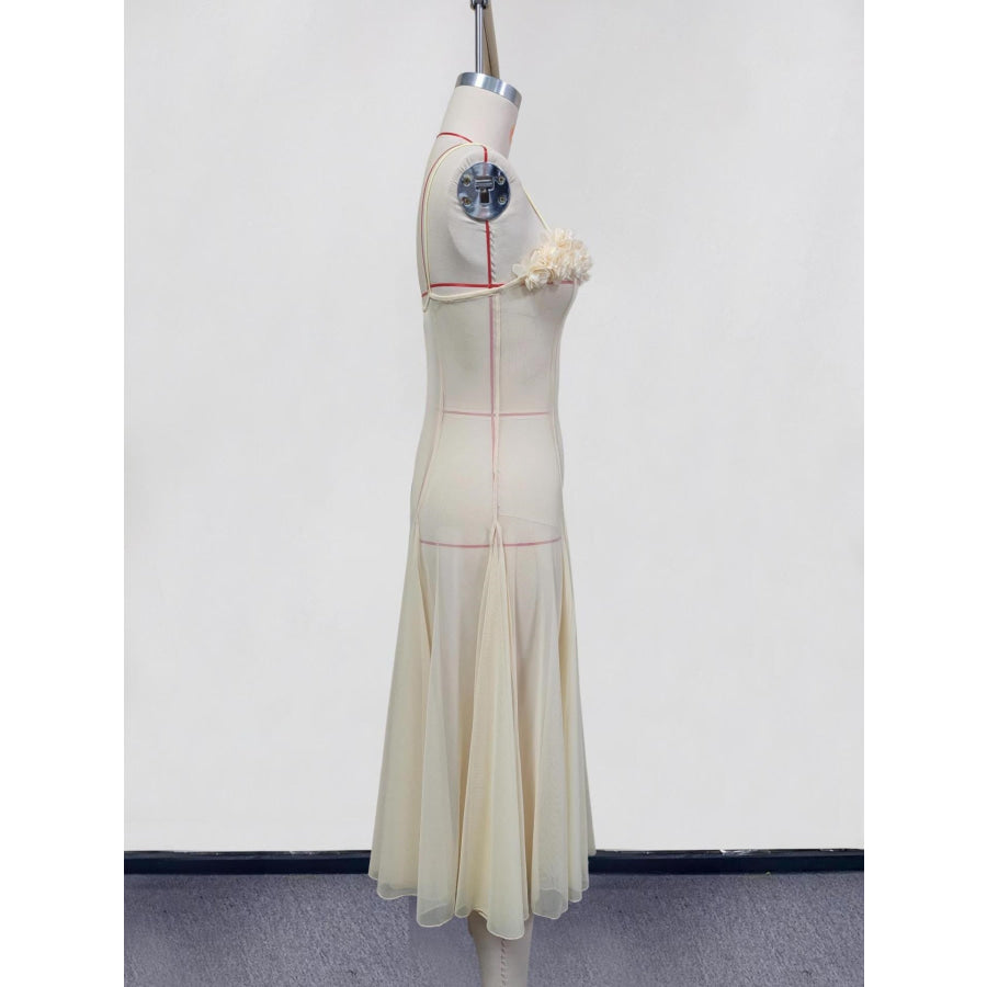 Floral Embellished Spaghetti Strap Dress Apparel and Accessories
