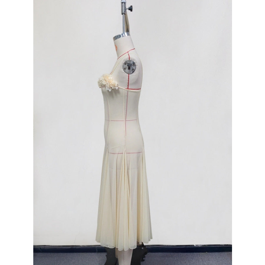 Floral Embellished Spaghetti Strap Dress Apparel and Accessories