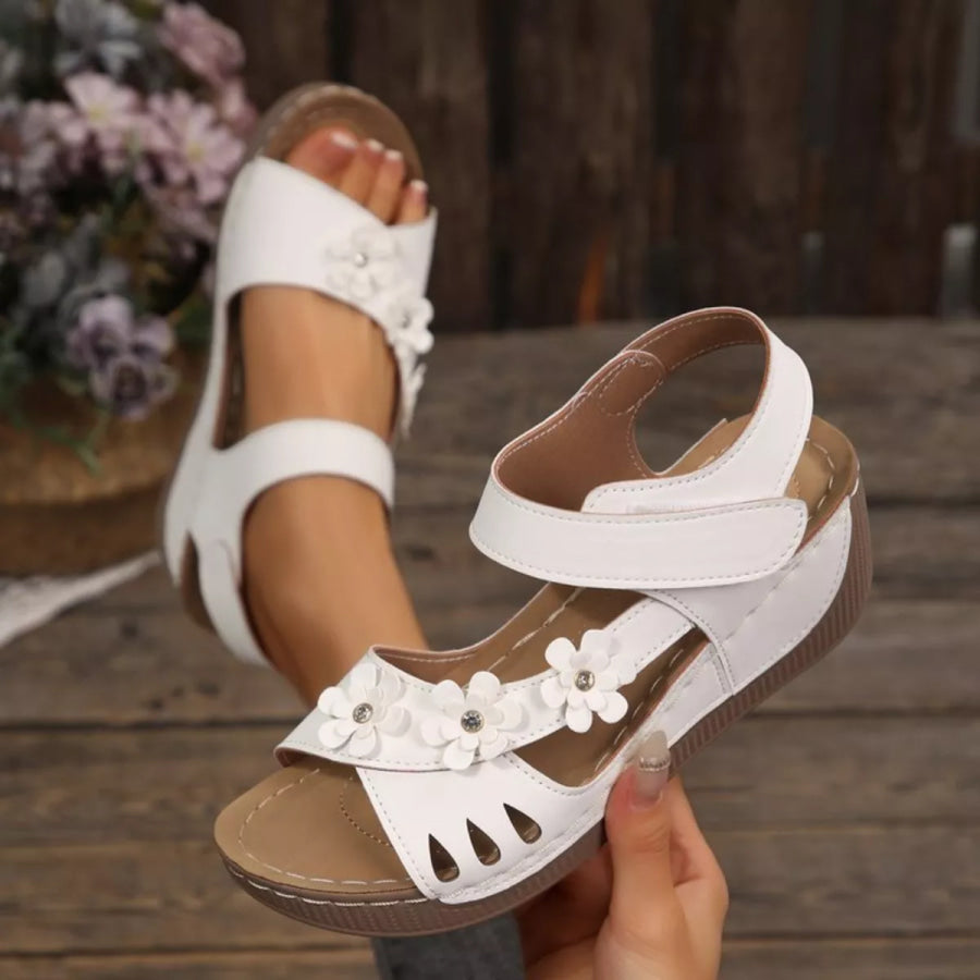 Floral Embellished Wedge Sandals Apparel and Accessories