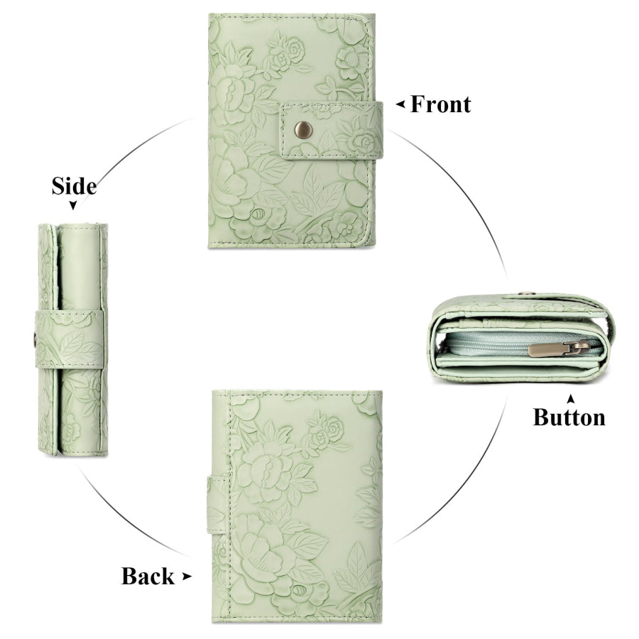 Floral Embossed Leather Wallet Apparel and Accessories
