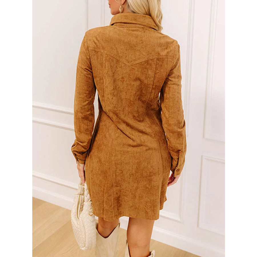 Floral Embroidered Button-Down Shirt Dress Apparel and Accessories