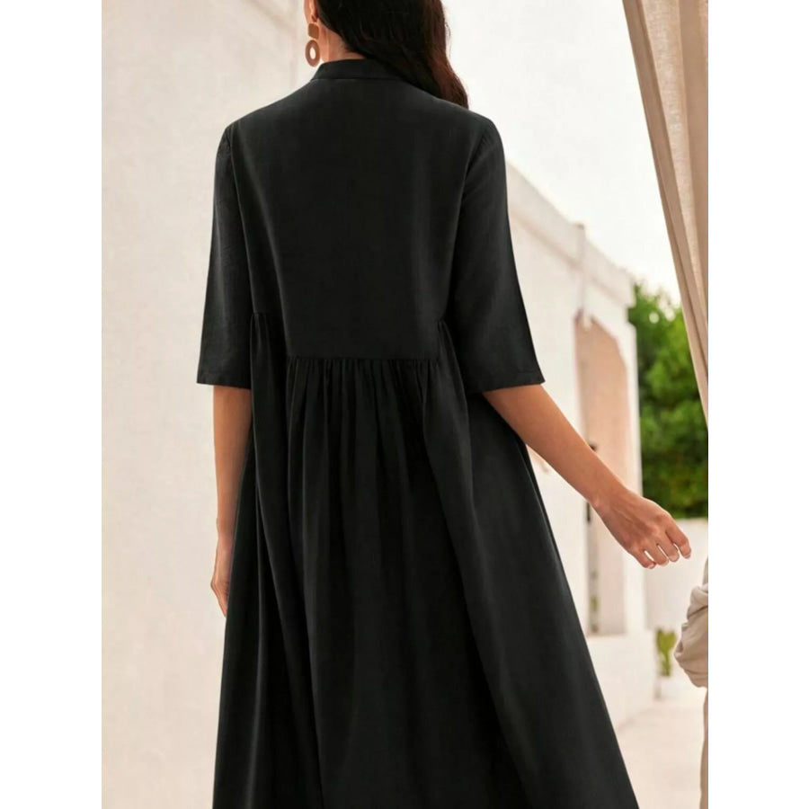 Floral Embroidered Casual Midi Dress Apparel and Accessories