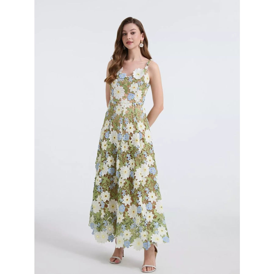 Floral Embroidered Maxi Dress Apparel and Accessories