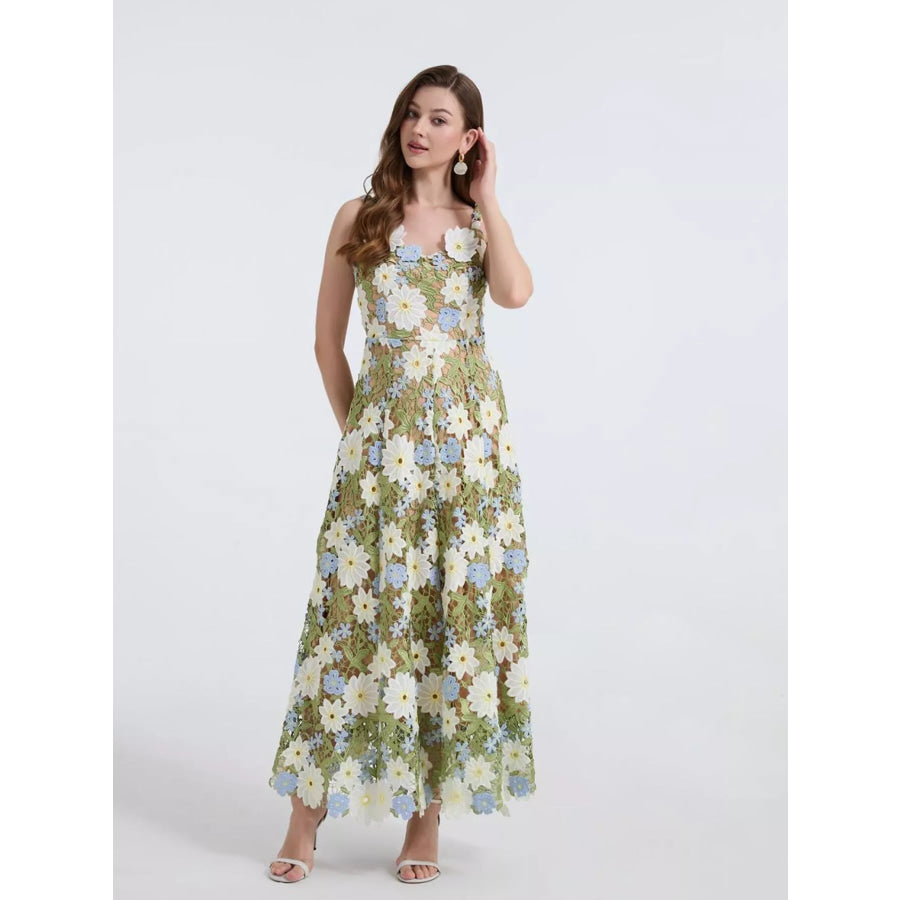 Floral Embroidered Maxi Dress Apparel and Accessories