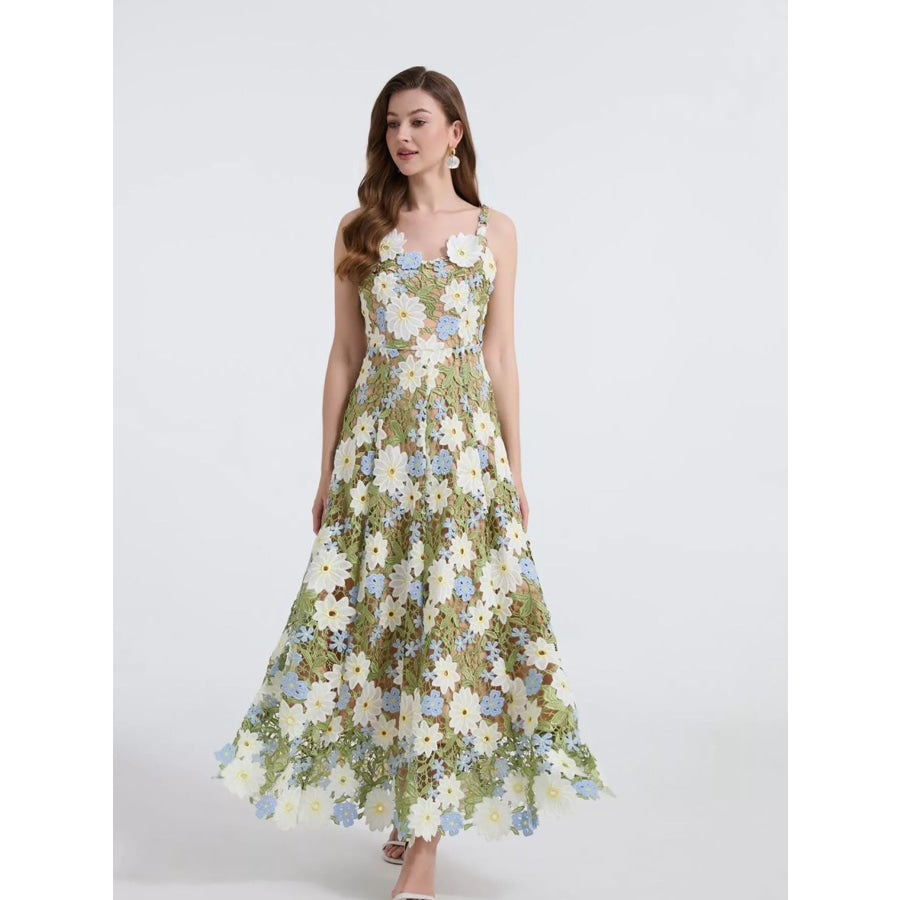 Floral Embroidered Maxi Dress Apparel and Accessories