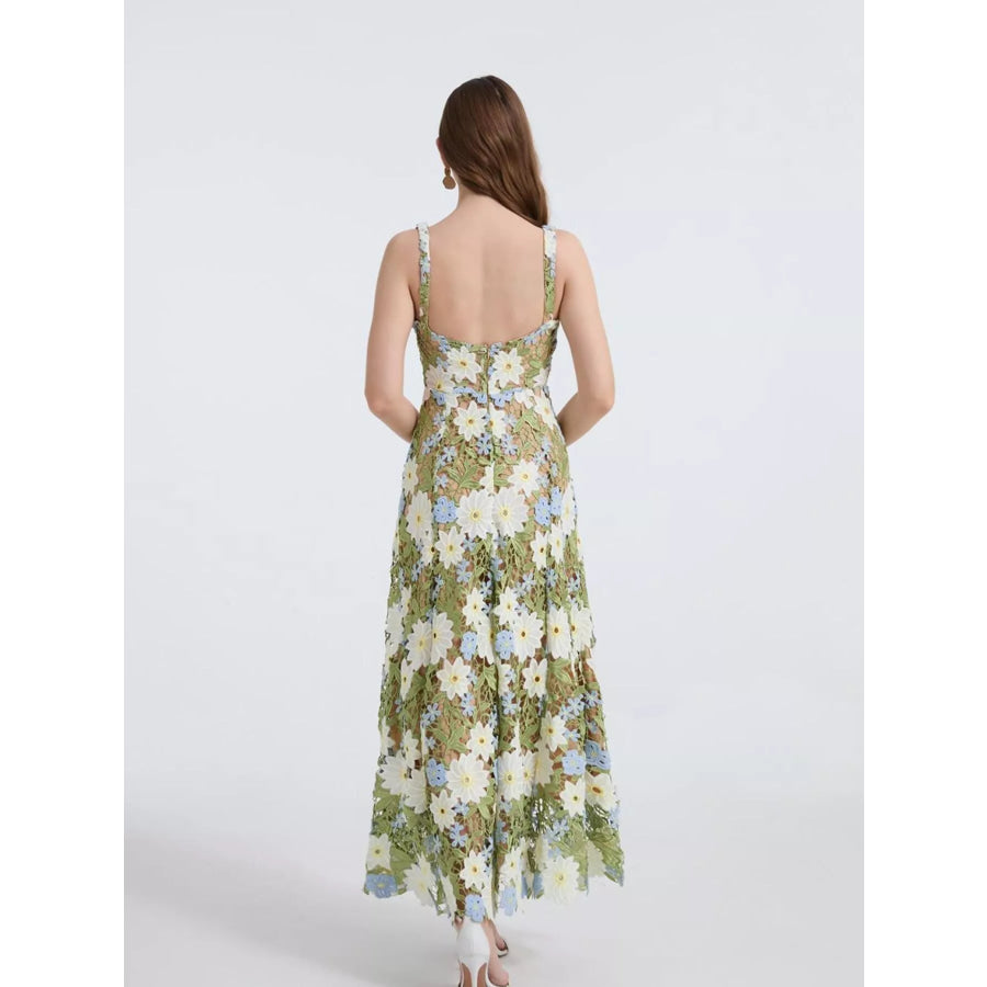 Floral Embroidered Maxi Dress Apparel and Accessories