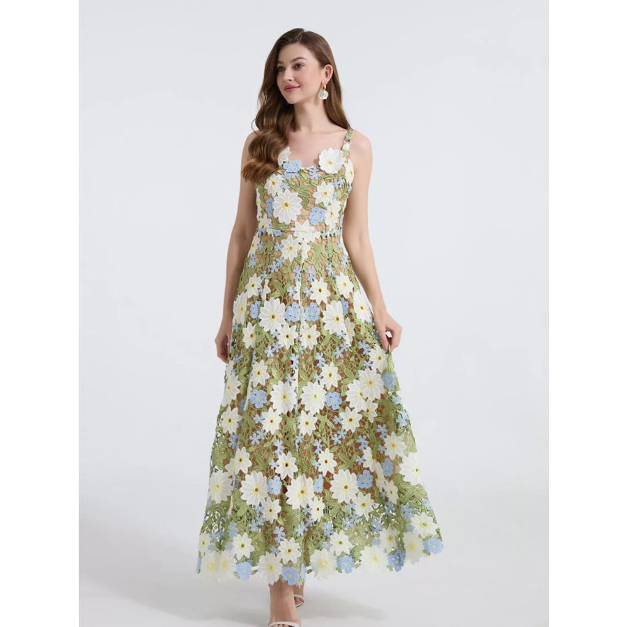 Floral Embroidered Maxi Dress Apparel and Accessories