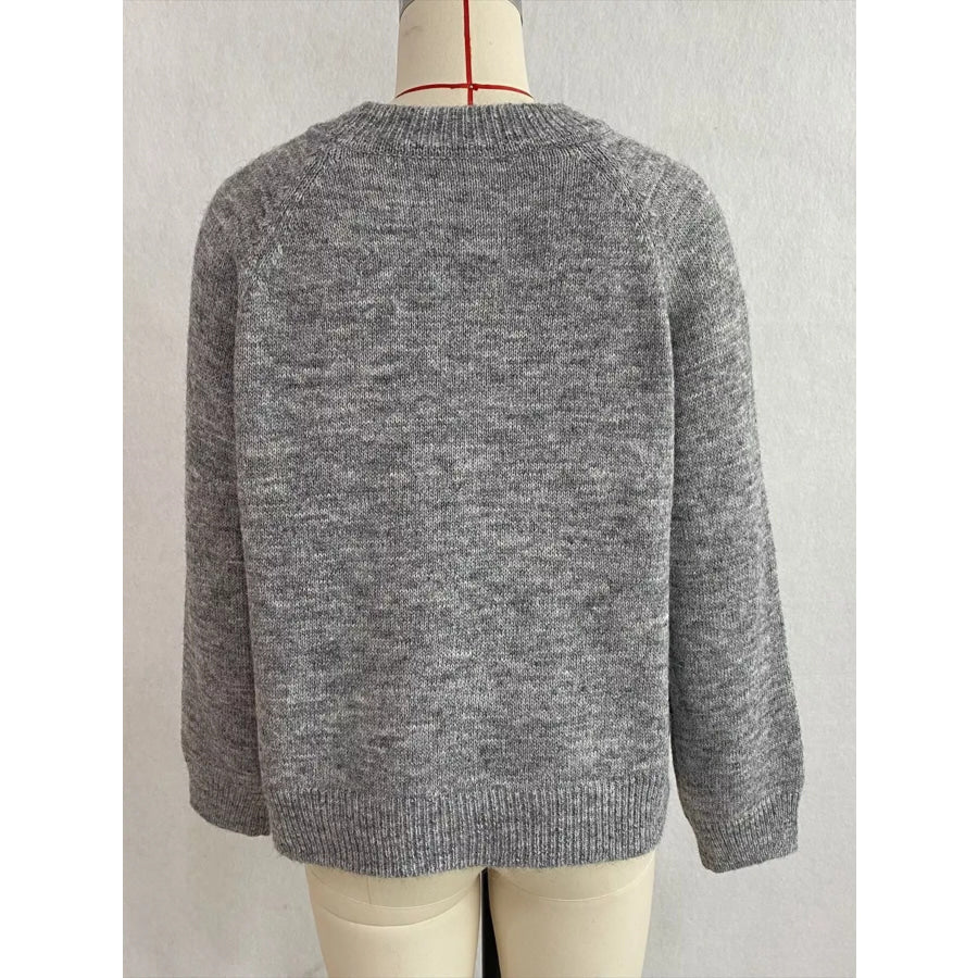 Floral Embroidered Round Neck Sweater Apparel and Accessories