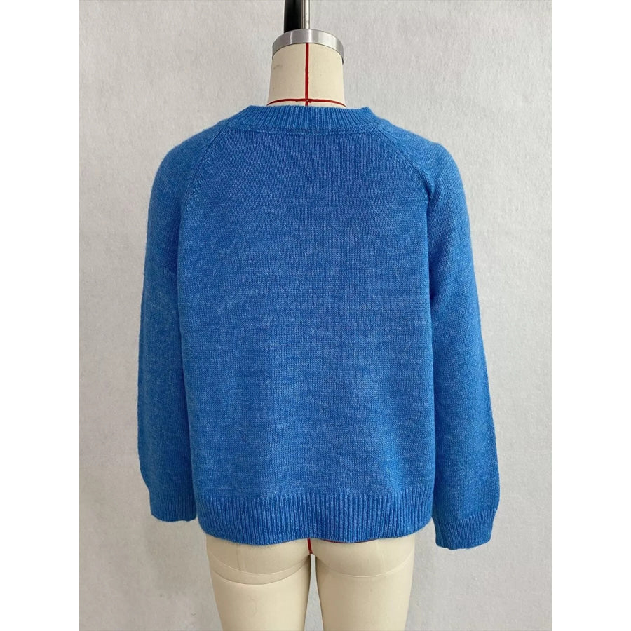 Floral Embroidered Round Neck Sweater Apparel and Accessories