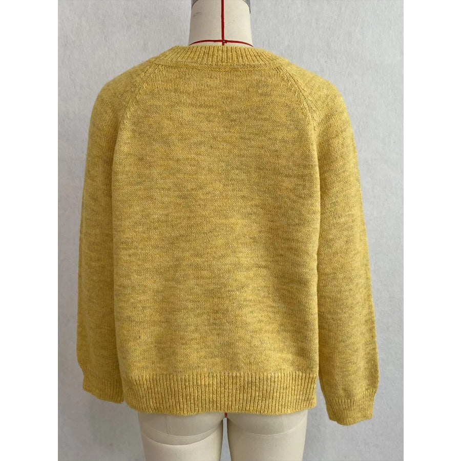 Floral Embroidered Round Neck Sweater Apparel and Accessories