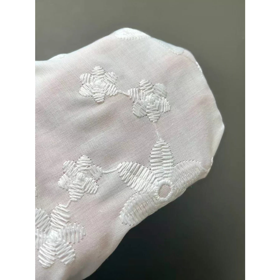 Floral Embroidered Ruffle Trim Blouse Apparel and Accessories