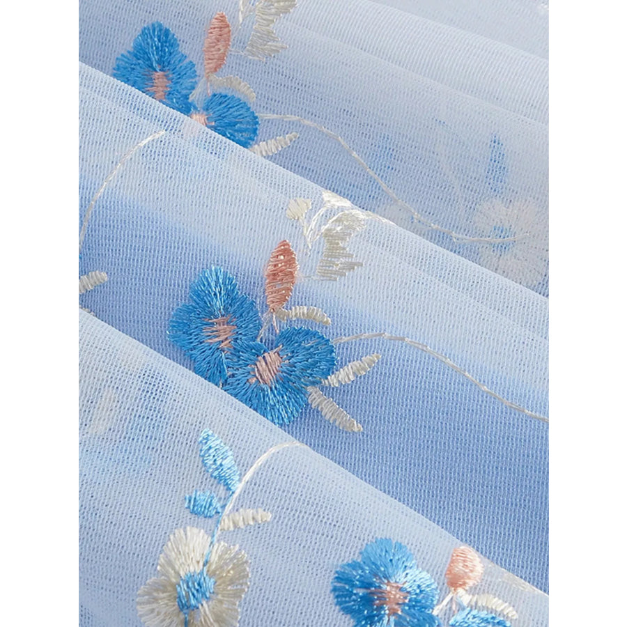 Floral Embroidered Tie Shoulder Dress Apparel and Accessories