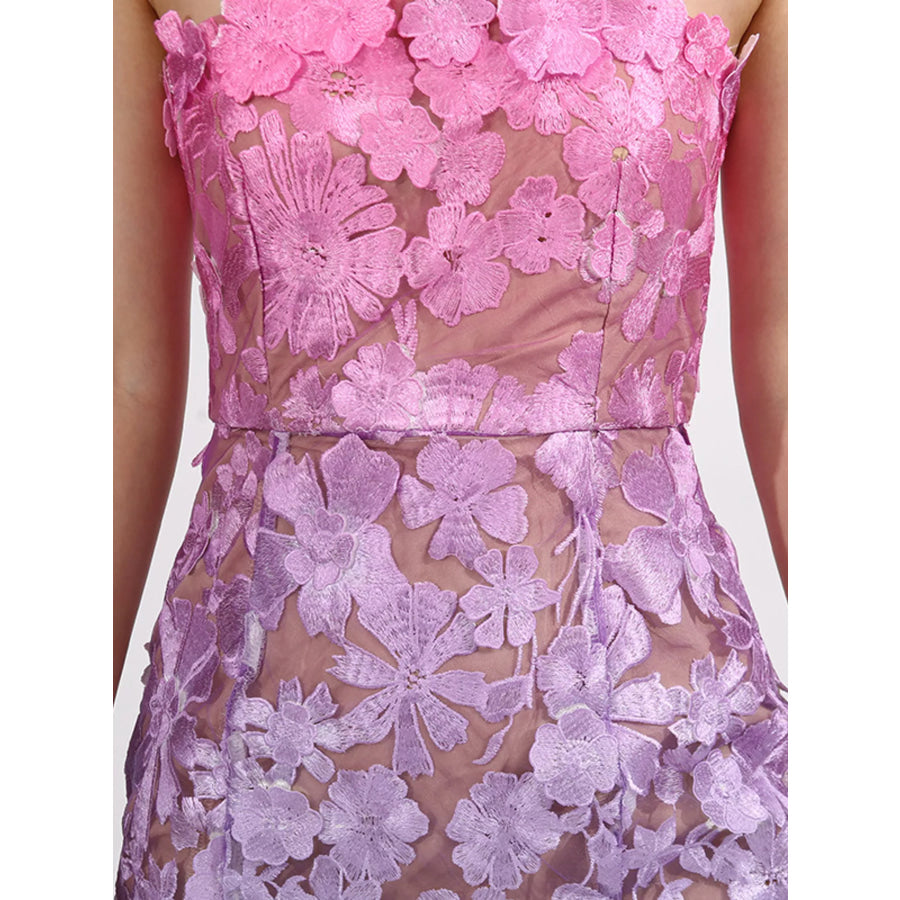Floral Embroidered Tube Maxi Dress Apparel and Accessories