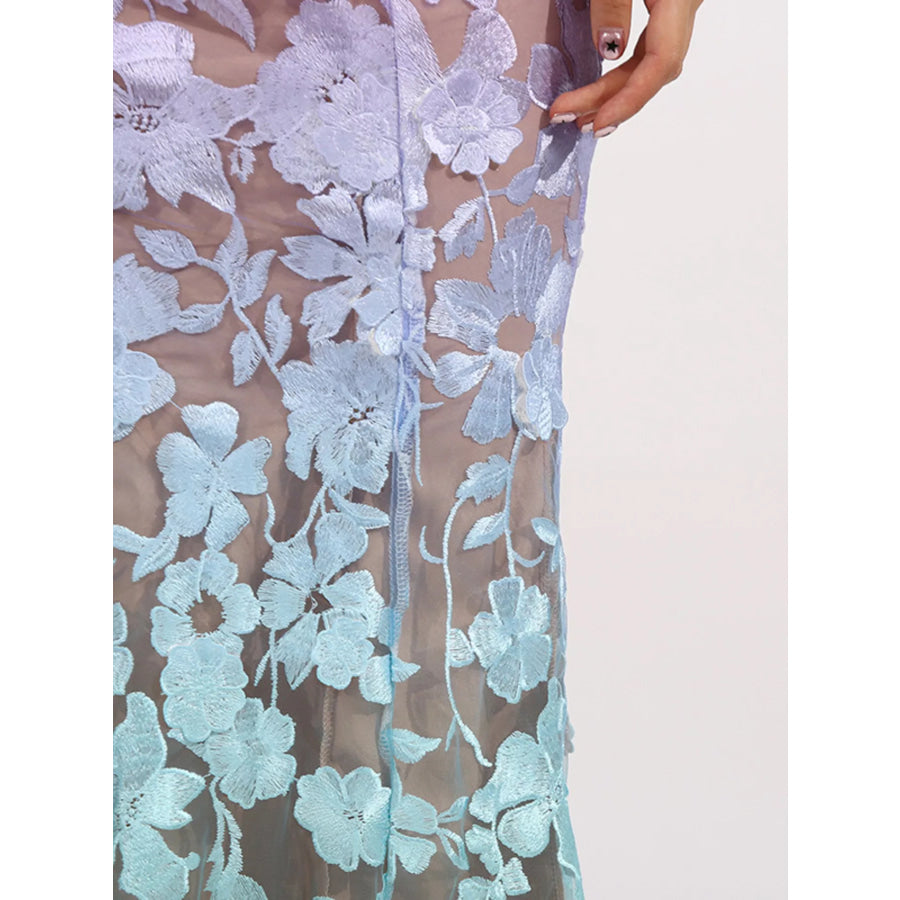 Floral Embroidered Tube Maxi Dress Apparel and Accessories