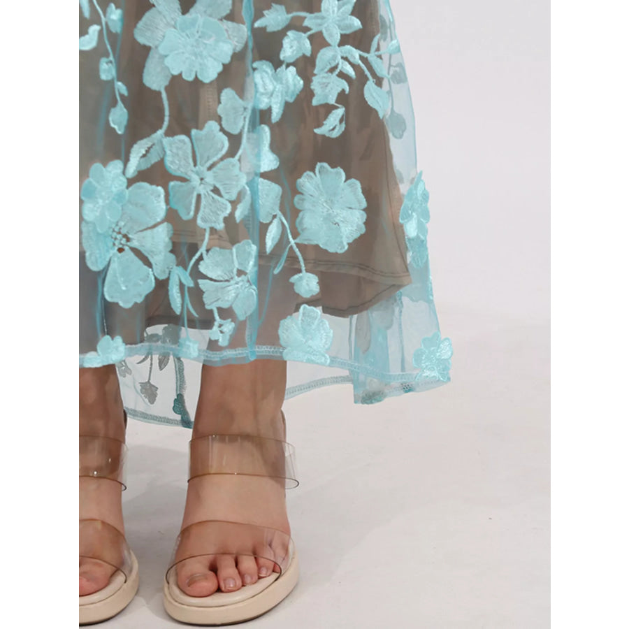 Floral Embroidered Tube Maxi Dress Apparel and Accessories