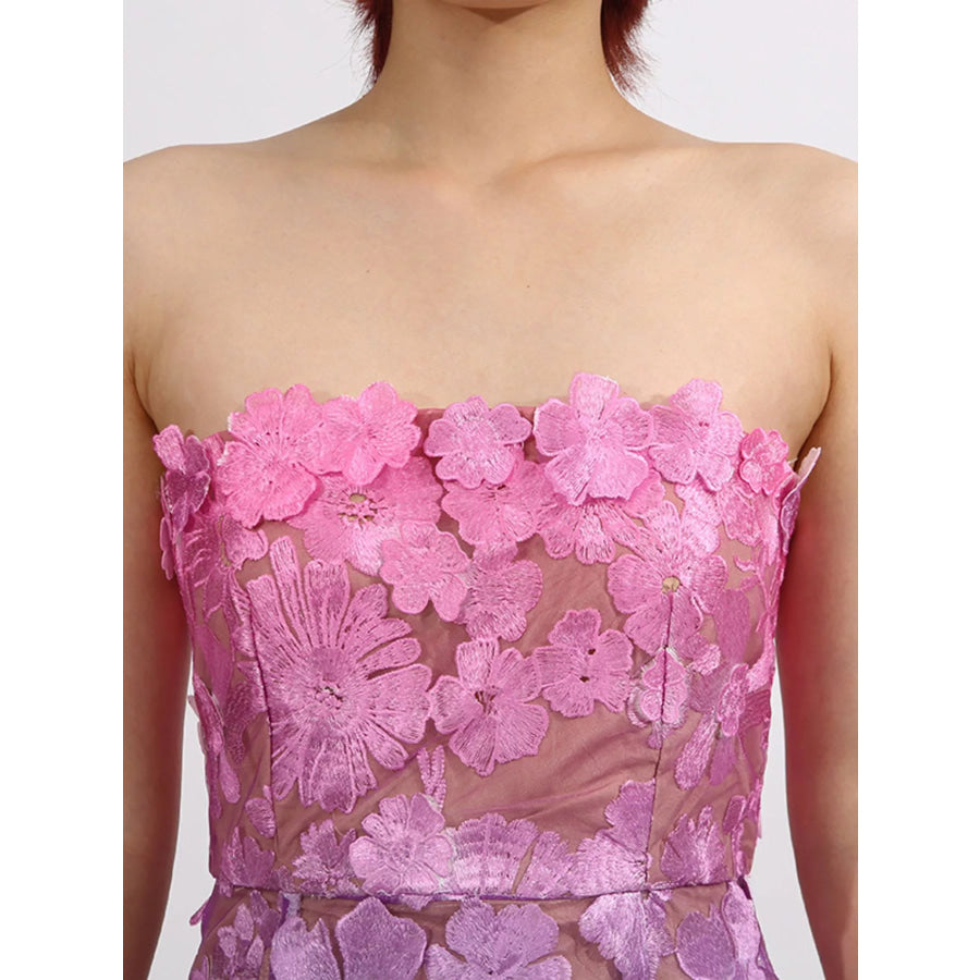 Floral Embroidered Tube Maxi Dress Apparel and Accessories
