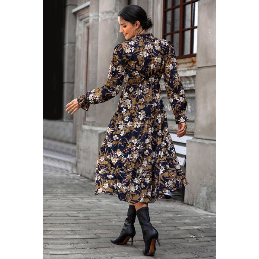 Floral Flounce Sleeve Tiered Dress Clothing