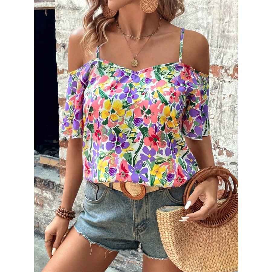 Floral Half Sleeve Blouse Apparel and Accessories