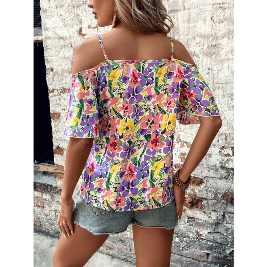 Floral Half Sleeve Blouse Apparel and Accessories