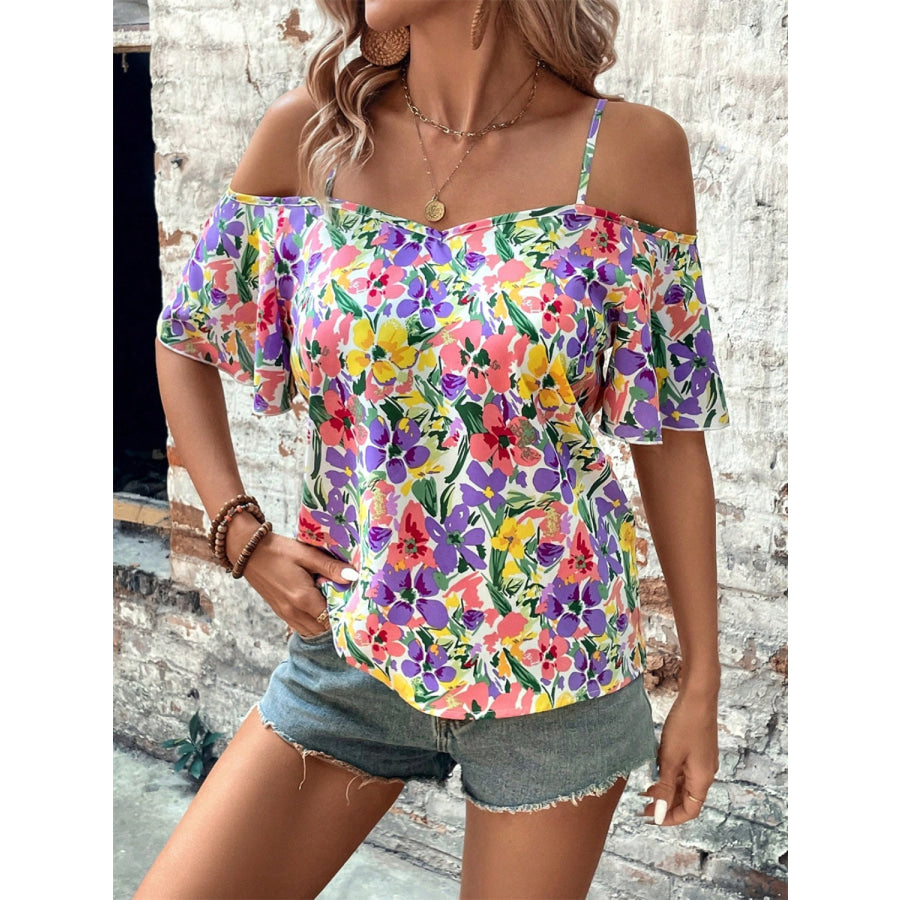 Floral Half Sleeve Blouse Apparel and Accessories