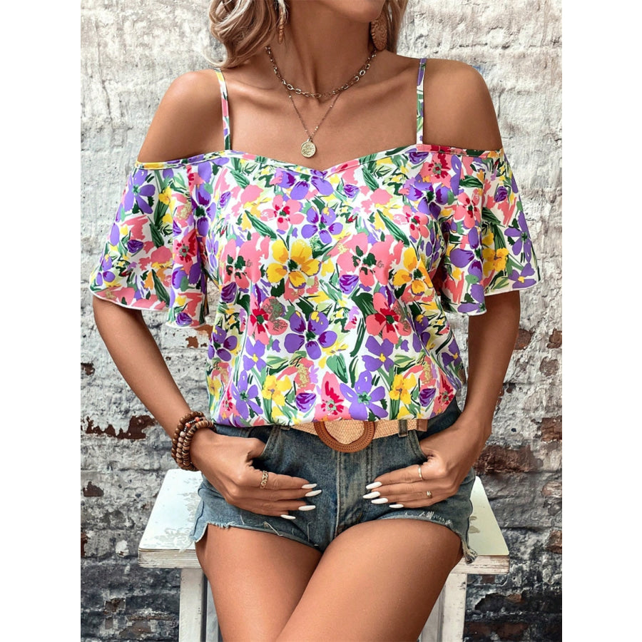 Floral Half Sleeve Blouse Apparel and Accessories