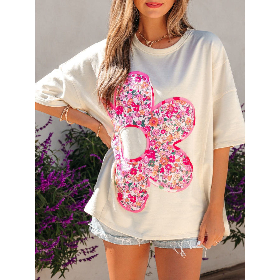 Floral Half Sleeve Oversized Top Apparel and Accessories