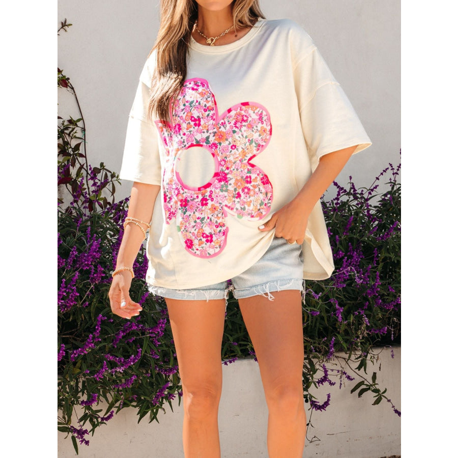Floral Half Sleeve Oversized Top Apparel and Accessories