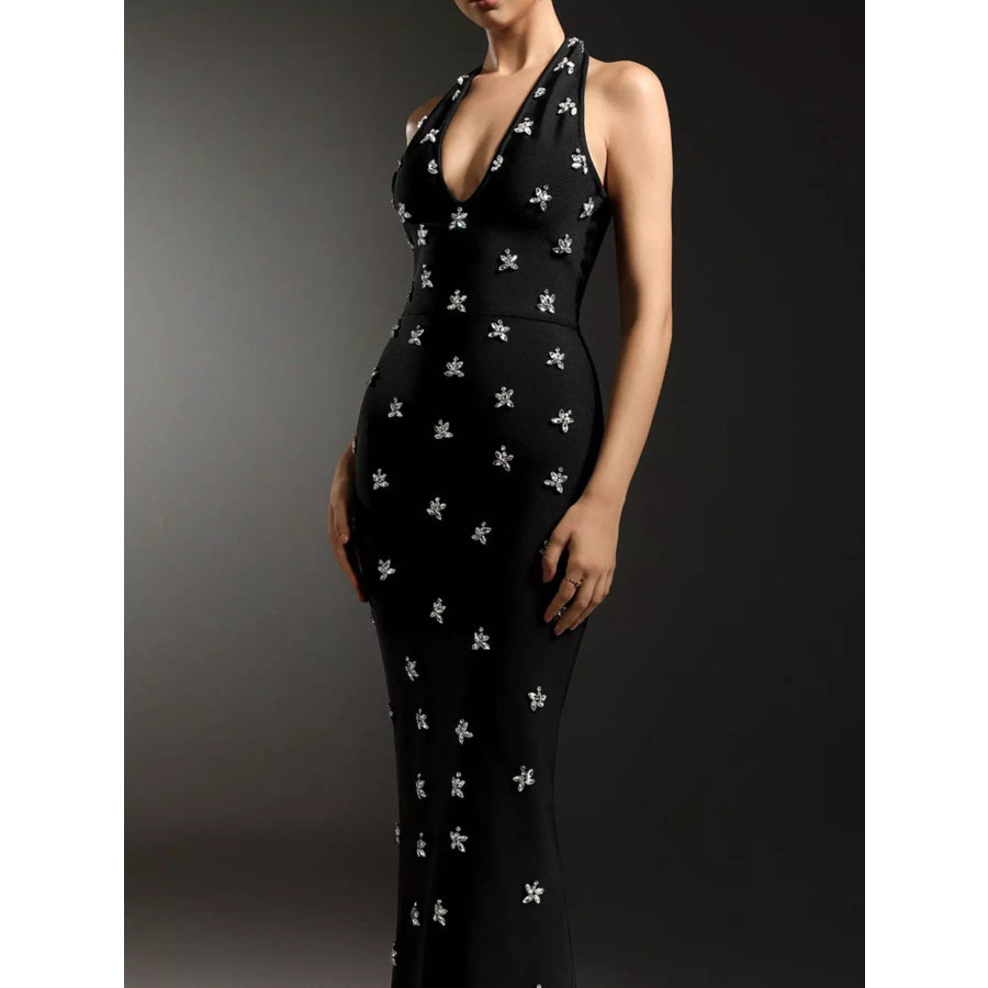 Floral Halter Neck Maxi Dress Apparel and Accessories