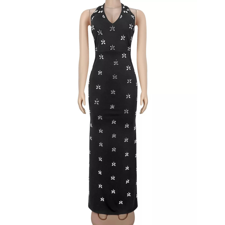 Floral Halter Neck Maxi Dress Apparel and Accessories