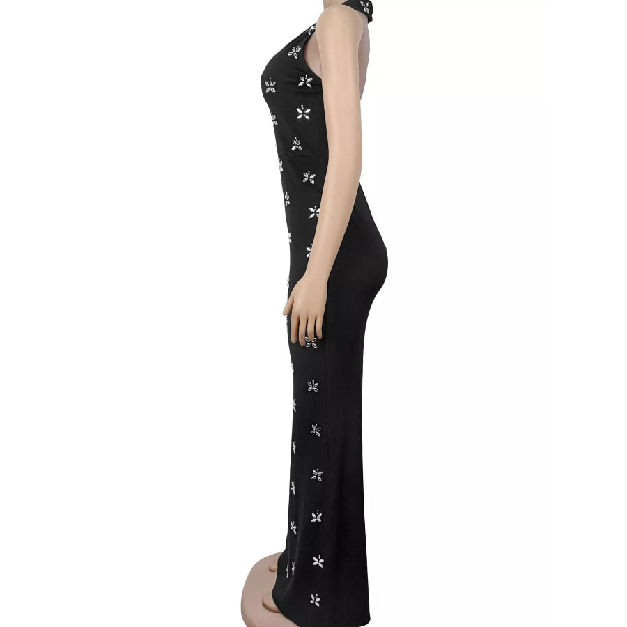 Floral Halter Neck Maxi Dress Apparel and Accessories