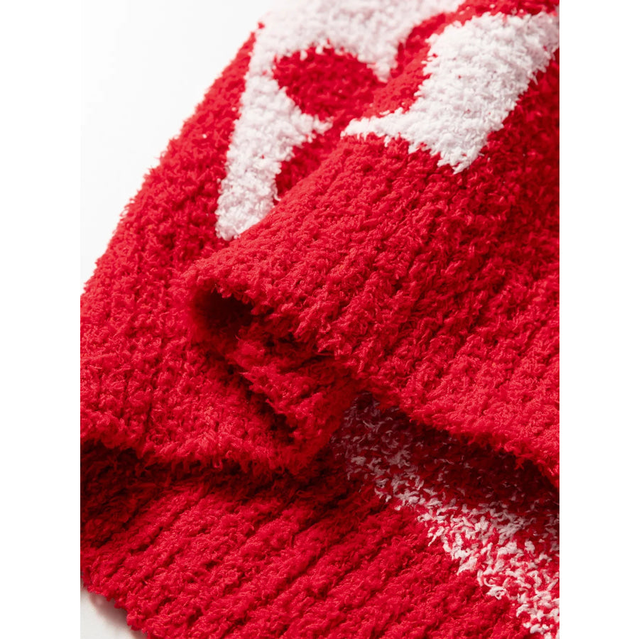 Floral Heart Checkered V-Neck Sweater Apparel and Accessories