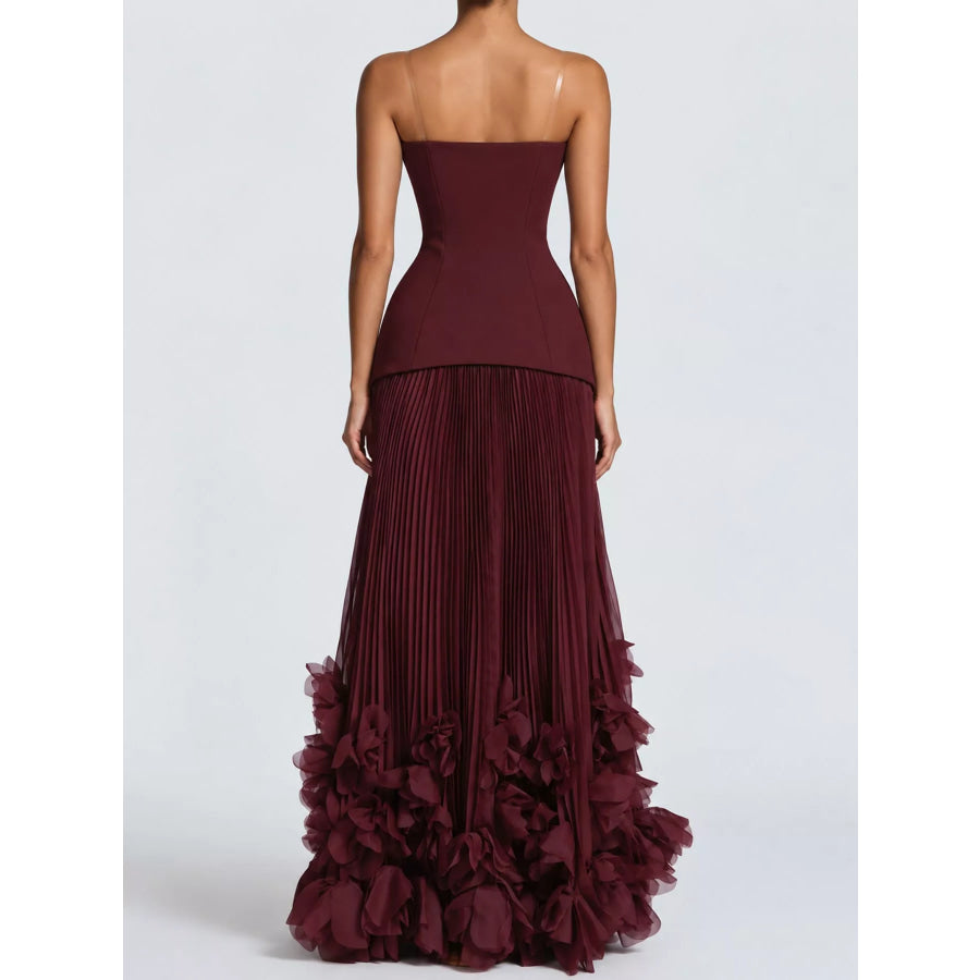 Floral Hem Evening Maxi Dress Apparel and Accessories