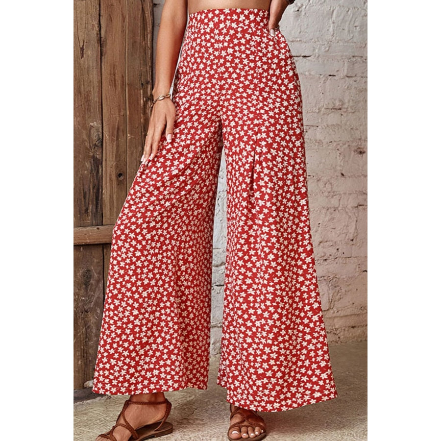 Floral High-Rise Wide Leg Flare Pants