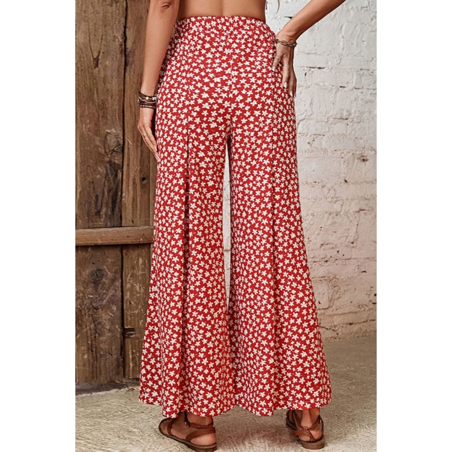 Floral High-Rise Wide Leg Flare Pants