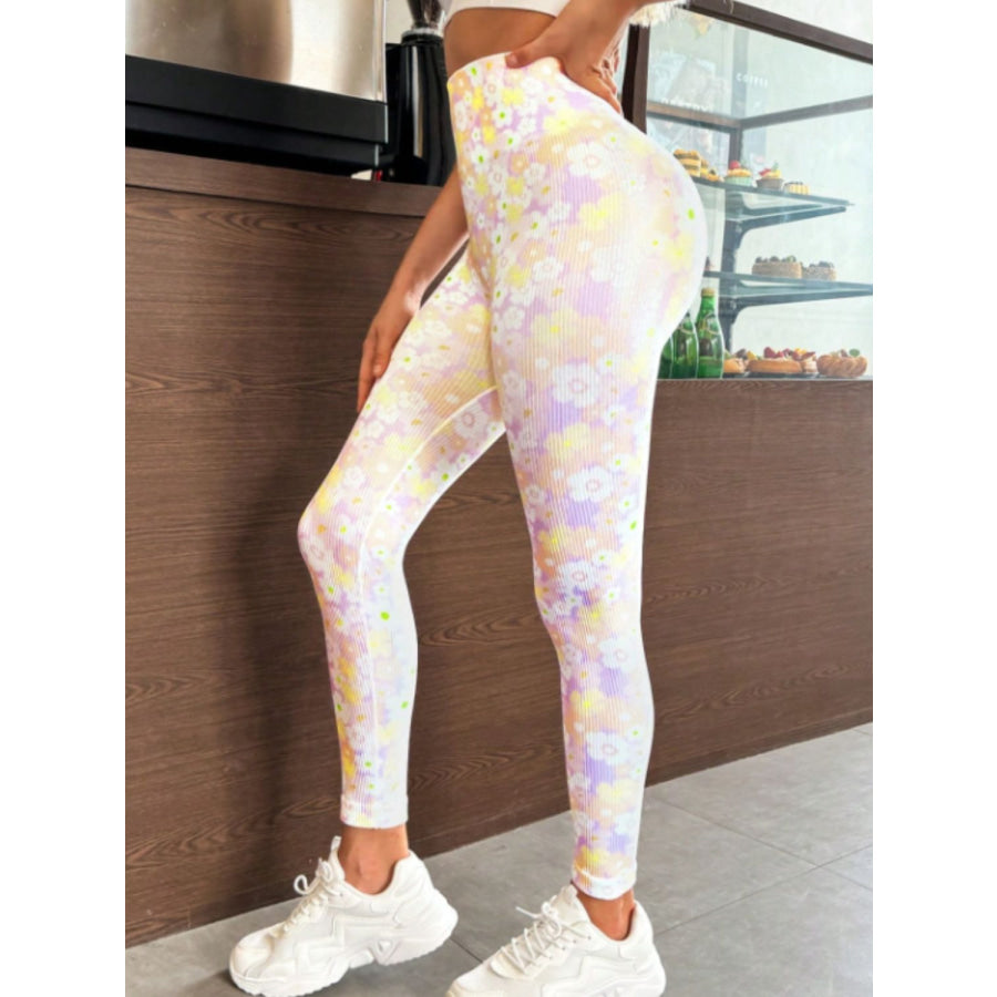 Floral High Waist Active Leggings Apparel and Accessories