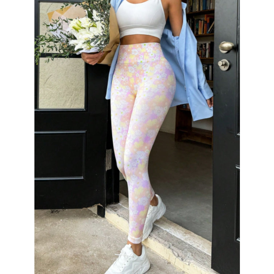 Floral High Waist Active Leggings Floral / S Apparel and Accessories