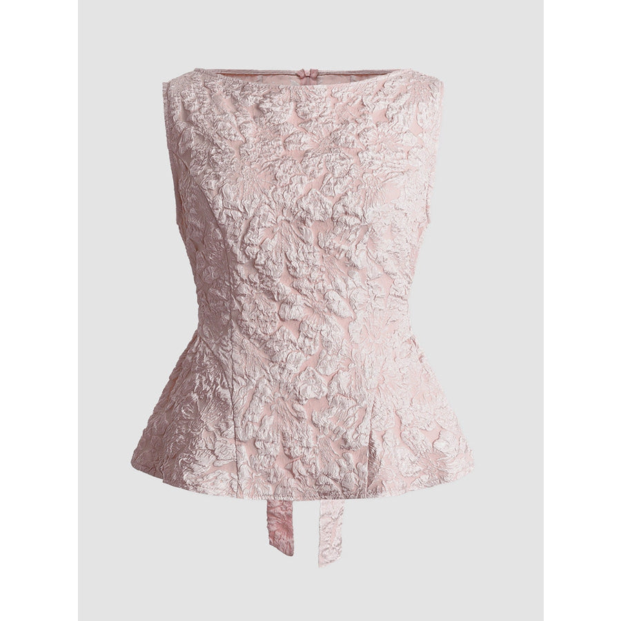 Floral Jacquard Peplum Tank Apparel and Accessories