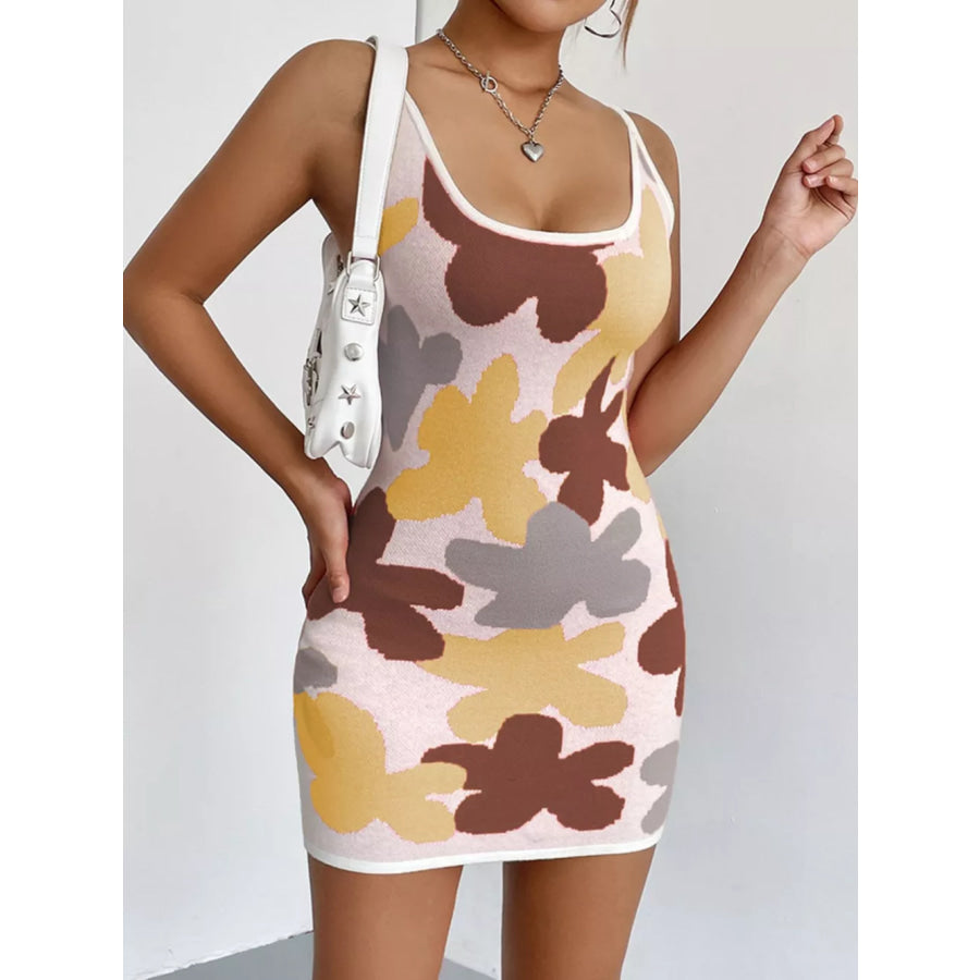 Floral Knit Scoop Neck Mini Dress Apparel and Accessories