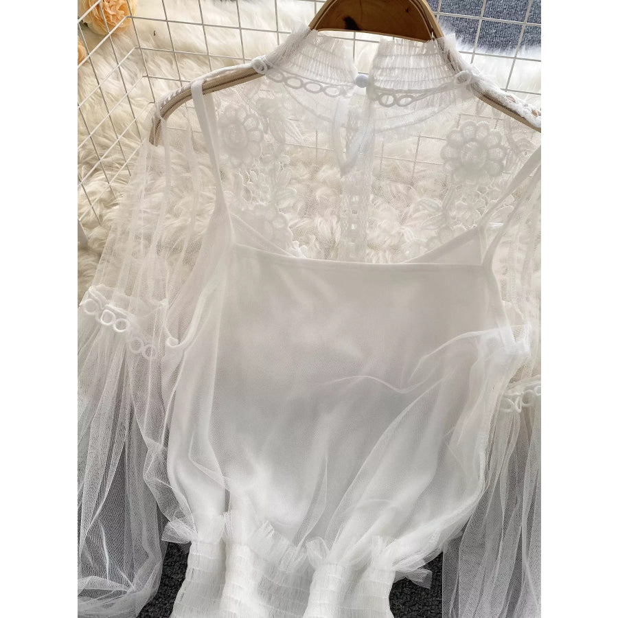 Floral Lace Blouse & Cami Set Apparel and Accessories