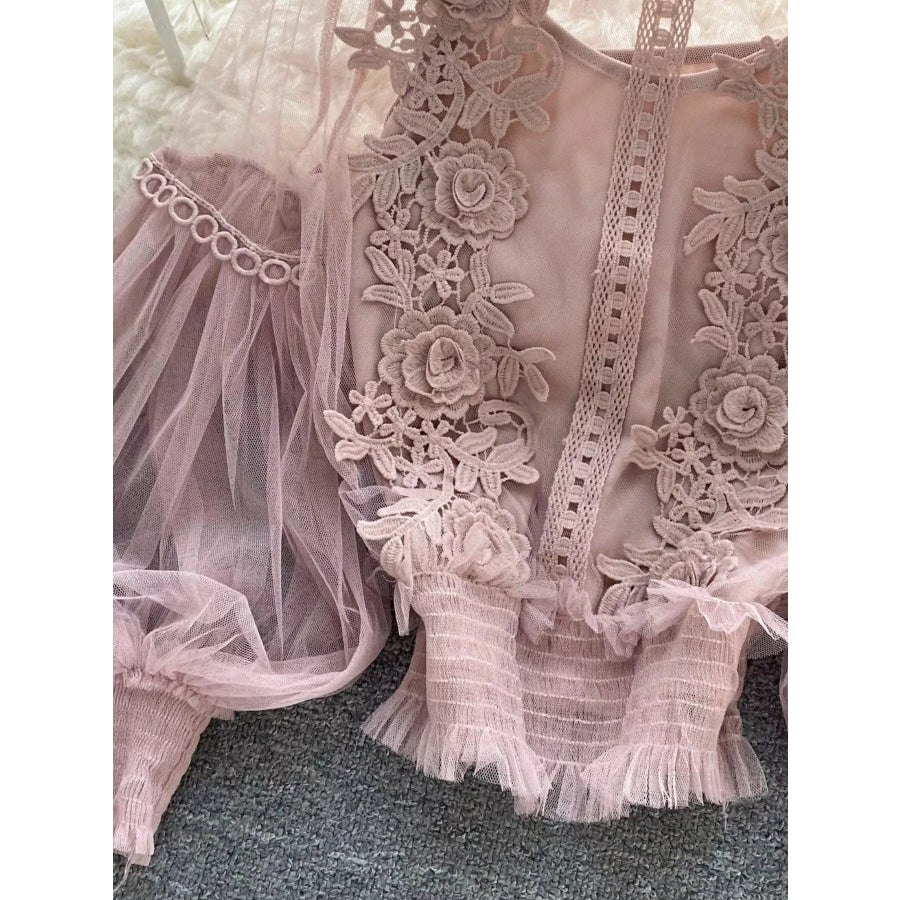 Floral Lace Blouse & Cami Set Apparel and Accessories