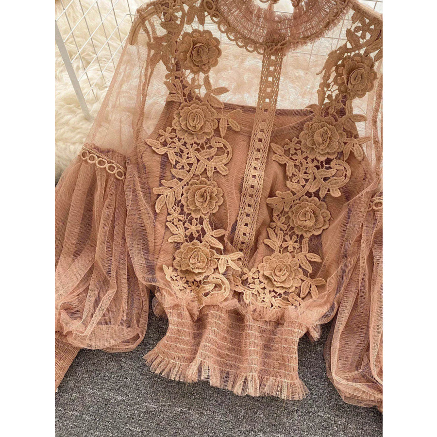 Floral Lace Blouse & Cami Set Apparel and Accessories