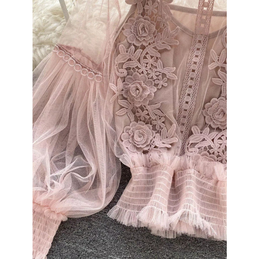 Floral Lace Blouse & Cami Set Apparel and Accessories