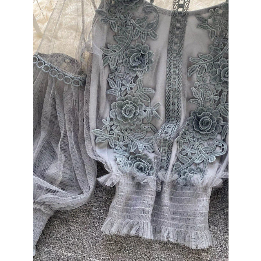 Floral Lace Blouse & Cami Set Apparel and Accessories